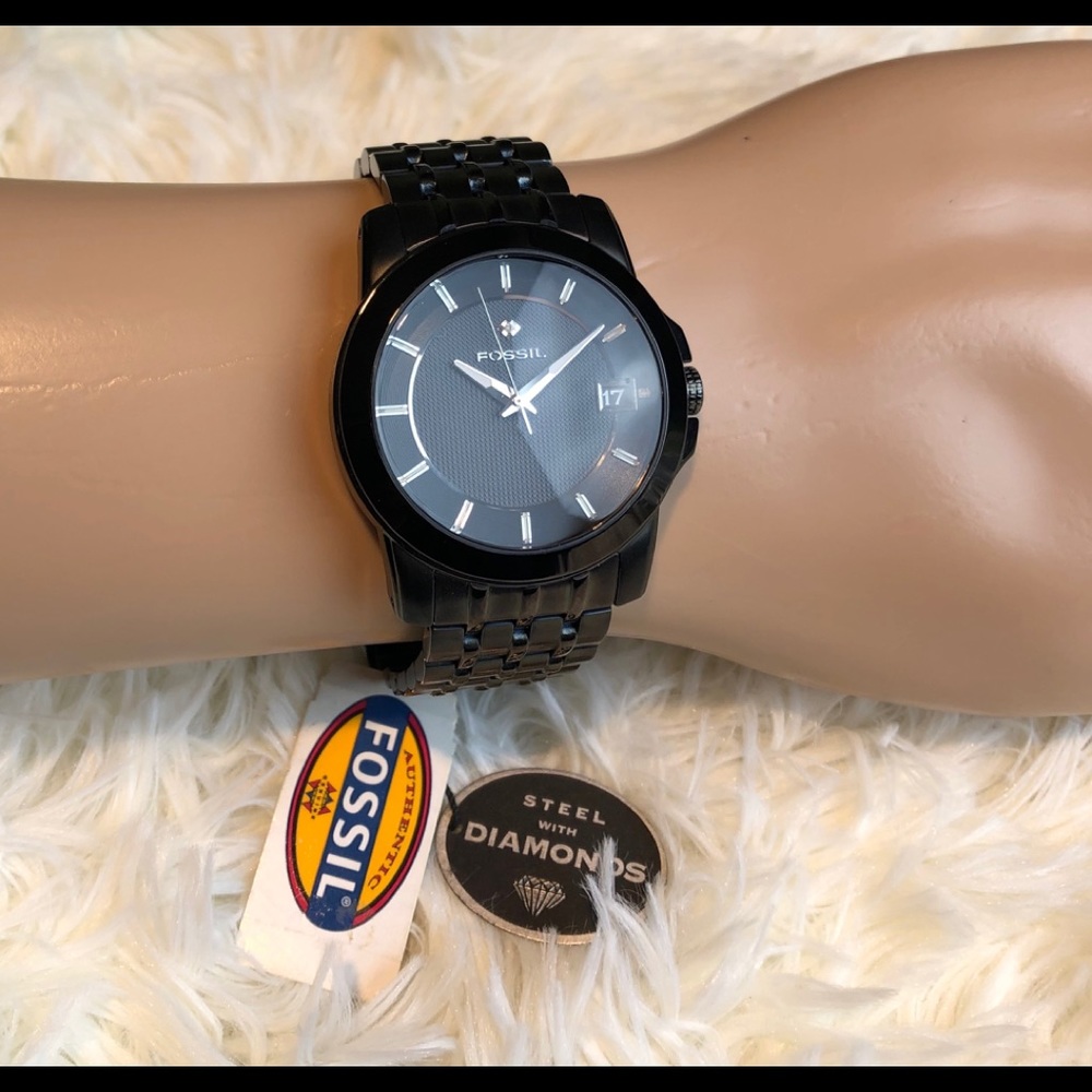 Fossil Blacked Out Diamond Watch With Date - image 1
